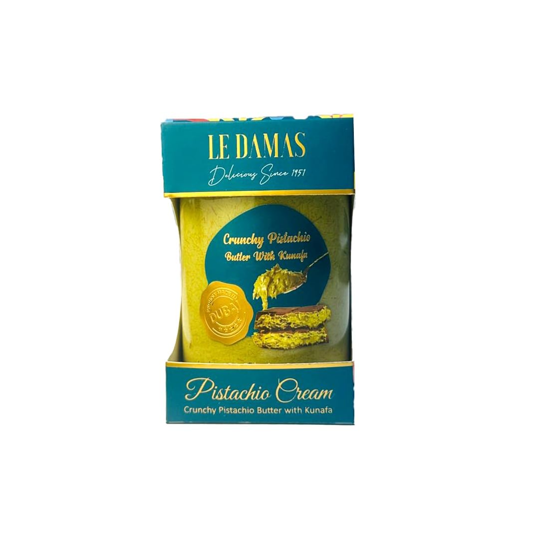 Le Damas Crunchy Pistachio Butter with Kunafa Pistachio Cream, Pistachio Spread Dubai Chocolate Filling - 250g