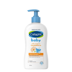 Cetaphil Baby Wash and Shampoo, Moisturizer gentle Cleanser, Foaming Wash with Organic Calendula, Unscented, 400ml