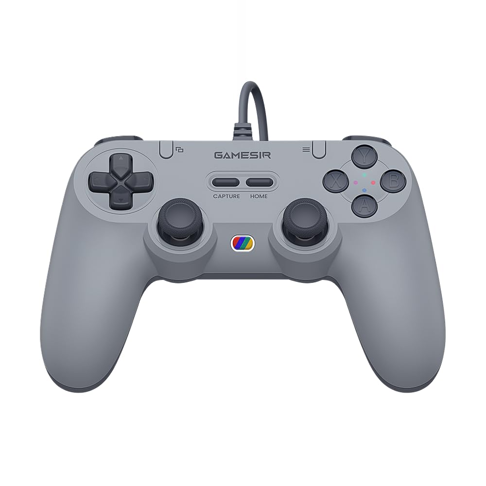 GameSir Tegenaria Lite Wired Game Controller For Switch, Android, iOS, PC, Steam With Retro 90s Design, Hall Effect Sticks, 1000Hz Polling Rate, Dual Rumble Motors, Ultra-Low Latency -Retro Gray