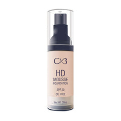 CVB F-706 HD Mousse Foundation SPF 20 Oil-Free, Flawless Blending Long-Lasting Feather-Light Stay Liquid Face Makeup (01 White Ivory, 30ml)