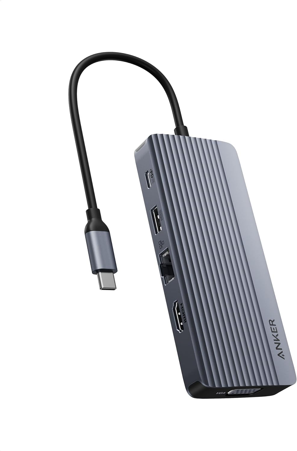Anker USB C Hub, Dual-Display USB-C Hub (10-in-1), 4K@30Hz HDMI Display, 1080p VGA with 100W Max Power Delivery, 5 Gbps USB-C and USB-A Data Ports, For MacBook, Lenovo, Dell XPS, HP Laptops, and More