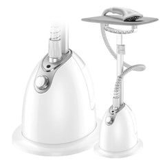 Steam Iron, 1800W Standing Garment Steamer with Ironing Board, 10 Levels of Adjustment, 35 g/min, 1.4Liter Capacity, Strong Steam Penetration, Wrinkle Removal, Suitable for Home, Office and Travel - White
