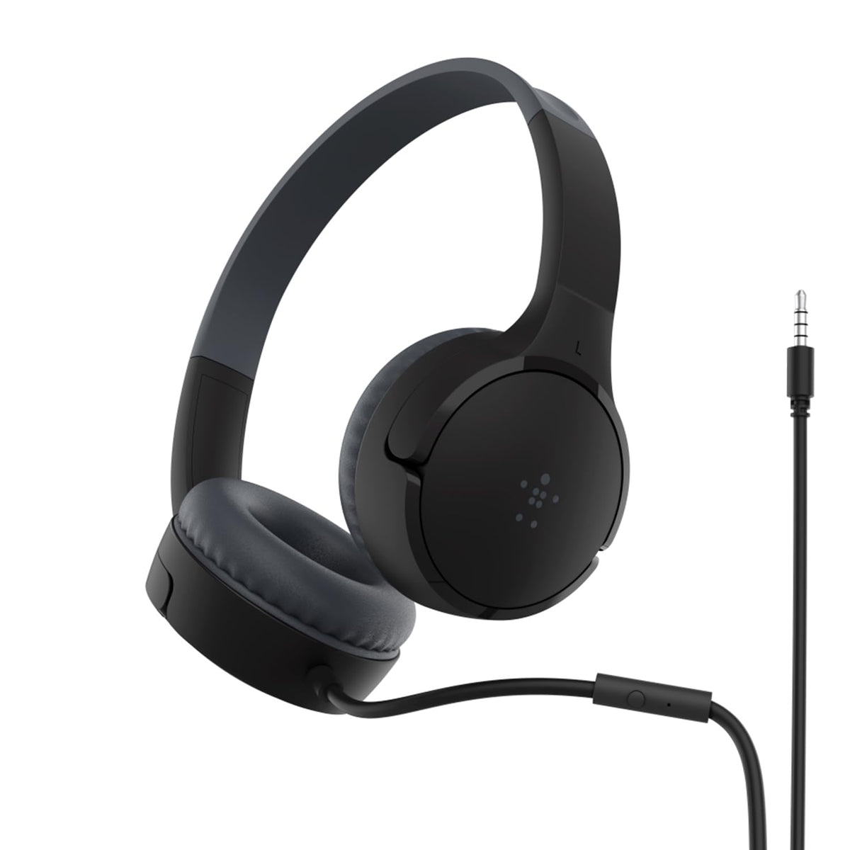 Belkin Kids Over-Ear Wired Headphones with Built-in Microphone for Online Learning, School, Travel, Gaming, and Compatible 3.5mm Devices by SoundForm - Black, Kids Headphones (Wired)
