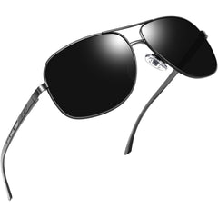 Joopin Polarized Sunglasses for Men, Classic Military Rectangular Sun Glass with Metal Frame UV Protection