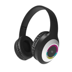 Porodo Soundtec Bluetooth Headphone, 3.5mm Aux Cable Connectivity, LED Lights, Type-C Charging, Extended Playtime, Automatic Shut Down (Black)