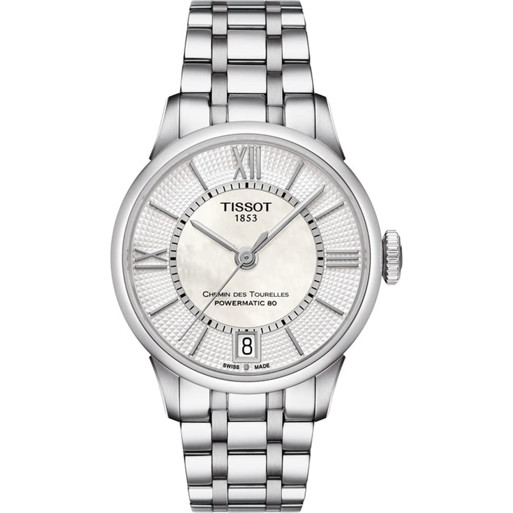 Tissot womens Tissot Chemin des Tourelles Powermatic 80 Lady 316L stainless steel case Automatic Watch, Grey, Stainless steel, 16 (T0992071111800), Grey, Quartz Movement