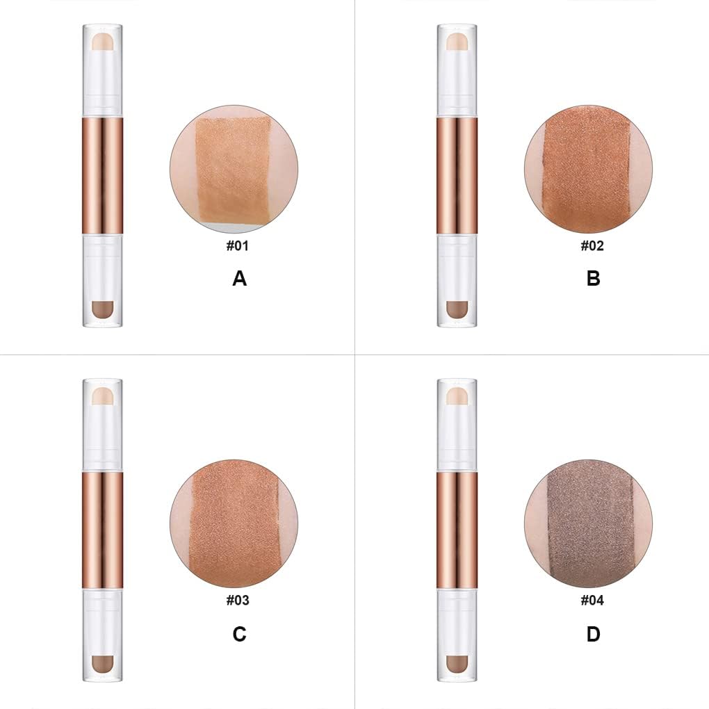 Women Facial Make Up Double-Headed Stick Portable Highlighter Shadow Bronzers Contouring Cosmetics for Professional, Type 1