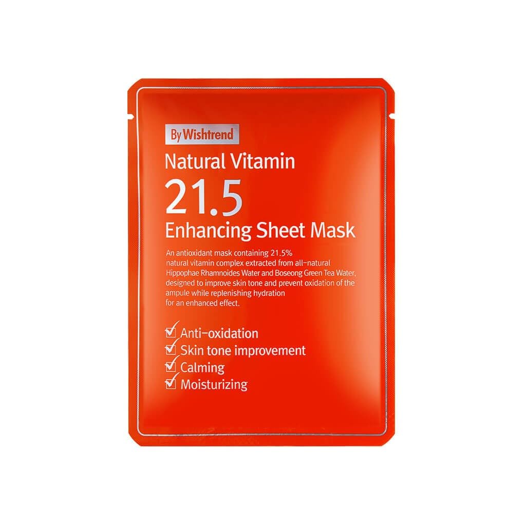 BY WISHTREND Natural Vitamin 21.5 Enhancing Sheet Mask 10 sheets, fully deliver vitamin to your skin