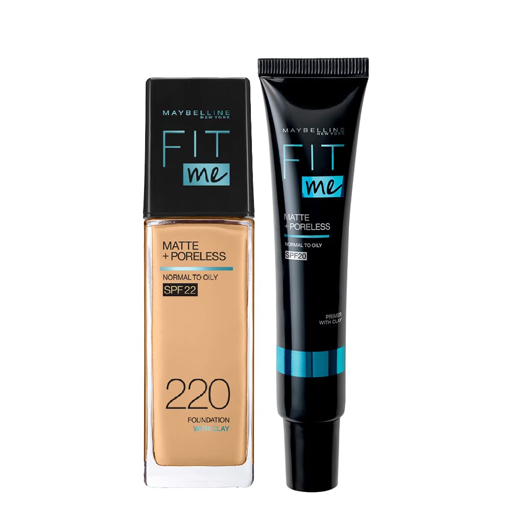 MAYBELLINE Fit Me Regime Kit- Fit Me Matte & Poreless Primer+ Fit Me Foundation Shade 220