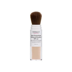 Derma E Mineral Sunscreen for Face, SPF 30 Brush On Sun Protection Mineral Powder Sunscreen, 0.16 Oz, Mattifying Zinc Oxide & Ceramides, Sets Makeup, Controls Oil, Translucent Finish, All Skin Tones