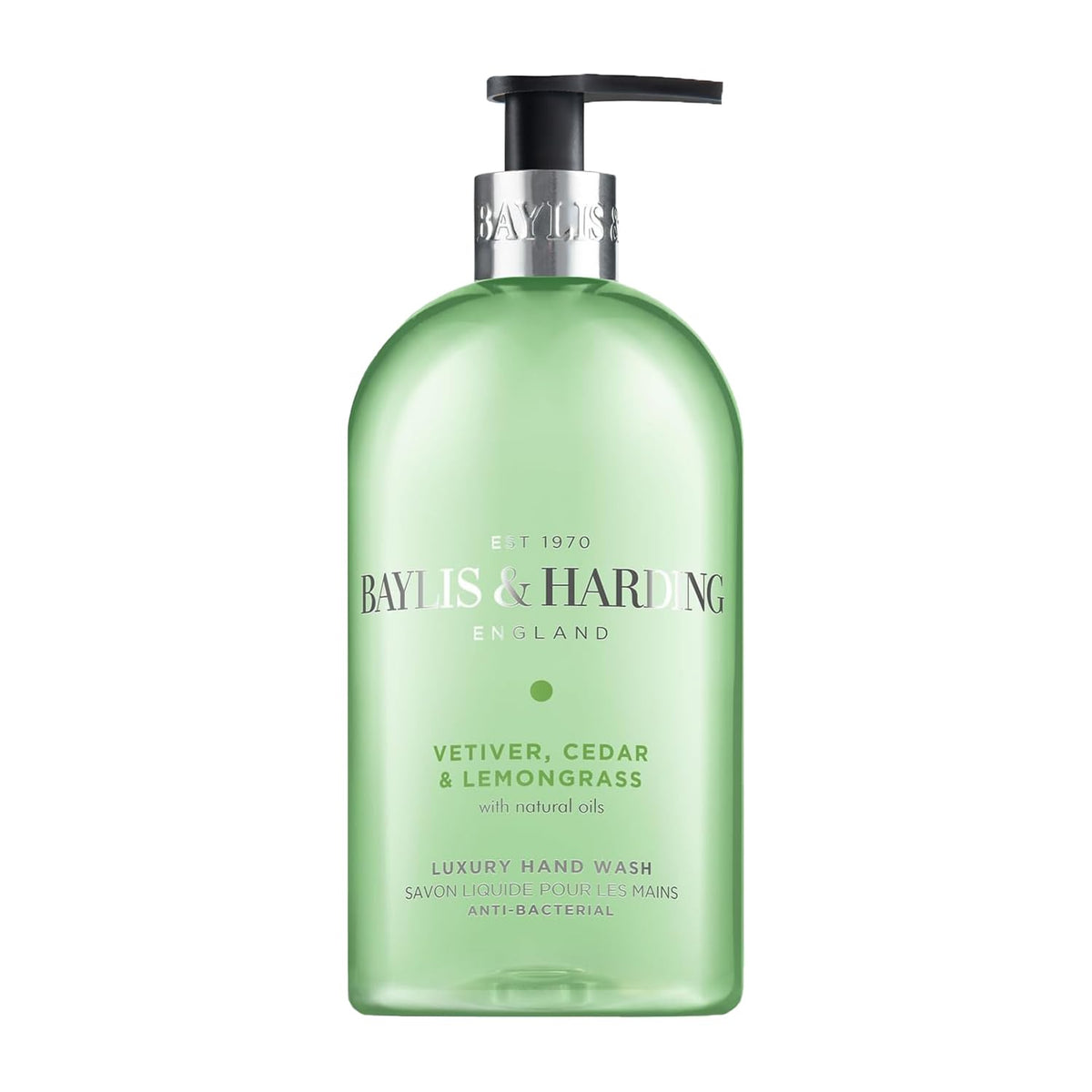 Baylis & Harding Signature Vetiver, Cedar & Lemongrass Anti-Bacterial Hand Wash 500ml | Natural Oils | Kills 99.9% of Bacteria | Woody & Aromatic Fragrance | Vegan