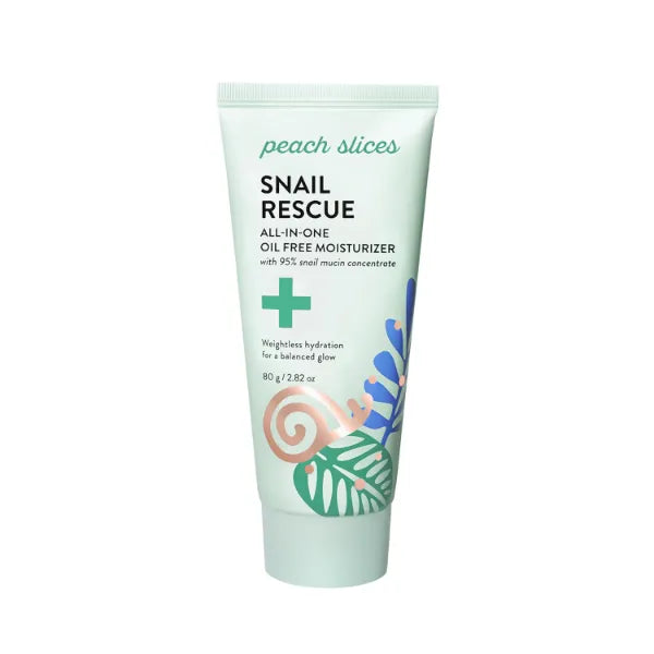 Peach Slices | Snail Rescue All-in-One Oil Free Face Moisturizer | 95% Snail Mucin | Lightweight, Long-Lasting Hydration | Silicone-Free | Face Cream | Skin Care | Clean & Cruelty-Free | 2.82 oz