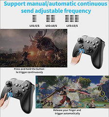 Bluetooth Controller Wireless Gamepad for Switch/Mac/PC/Phone, Remote Game Controller with Custom Programmable Button/Wake Up/Turbo/Screenshot/Gyro Axis, Type-C Rechargeable 15H Long Playtime, Black
