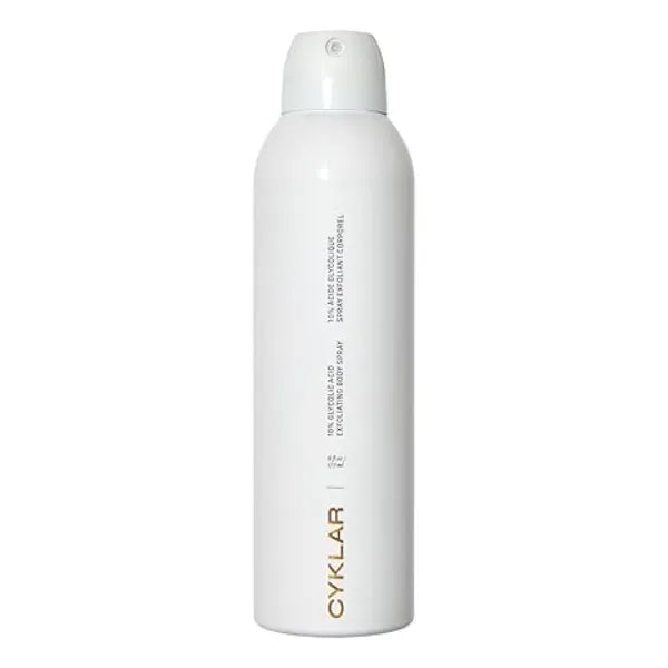 CYKLAR Glycolic Acid Exfoliating Body Spray 10% AHA Toner for Face & Body. Skin Smoothing Spray with Peptides & Enzymes Fragrance Free, 6 fl oz