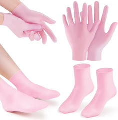Lonimia Moisturizing Glove Socks Set, Silicone Gel Spa Socks for Dry Cracked Skin,Silicone Gel Heel Socks Anti Slip,for Foot Hand Softening, Calluses, Foot Care After Pedicure- 2 Pairs