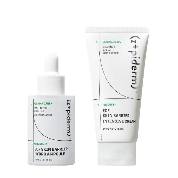 Zipiderm EGF Skin Barrier Intensive Hydration Set – Hydro Ampoule Serum + Intensive Cream Moisturizer, Korean Deep Moisture & Barrier-Repair Duo for Sensitive & Dry Skin