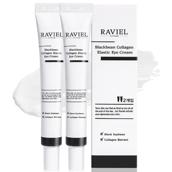 RAVIEL Black Bean Collagen Elastic Eye Cream Set | Brightening & Anti-Wrinkle | Smooth & Fast Absorbing (0.67 fl oz, Pack of 2)