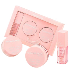 NIKITA.VIVI - Lip Care Lip Set | 3 in 1 Sugar Lip Scrub, Lip Mask & Lip Glow Oil | Exfoliant Hydrating Moisturizing Plumping Lip Glow Lip Care Set | Peach Lip Gloss with Vitamin C | Lip Plumper Gloss