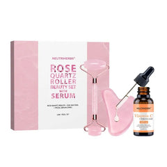Neutriherbs Jade Gua Sha & Face Roller & Vitamin C Serum Facial Tool Set(3 in 1 Kit), Home Face Massager for Wrinkle,Fine Line,Puffiness,Firm Smooth Relax Skin