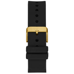 GUESS US Men's Gold-Tone and Black Silicone Analog Watch, one