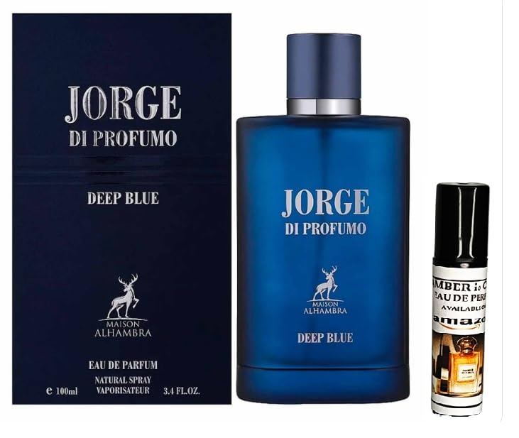 Ard Al Zaffran JORGE DI PROFONDO DEEP BLUE EAU DE PARFUM WHITH FREE 5ML AMBER IS GRES