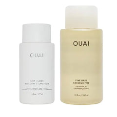 OUAI Hair Gloss and Fine Shampoo Bundle Fine Hair, Shine, Frizz Control, Volumizing, Heat Protection 2 Count, 6 Oz/ 10 Fl Oz