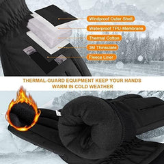 Winter Ski Gloves, Waterproof Touchscreen Snowboard Gloves, Windproof Warm Snow Gloves for Mens, Womens, Skiing, Snowboarding, Running and Cycling, One Size - Grey