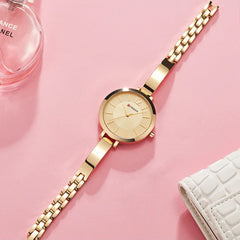 CURREN Women's Analog Watch with Rigid Bracelet Safety Clasp Classic Design Elegant Formal Lightweight, Golden, Pequeño, formal - Gold