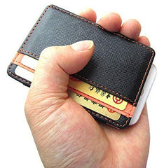 PU leather magic wallets fashion designer men money clip Black and orange