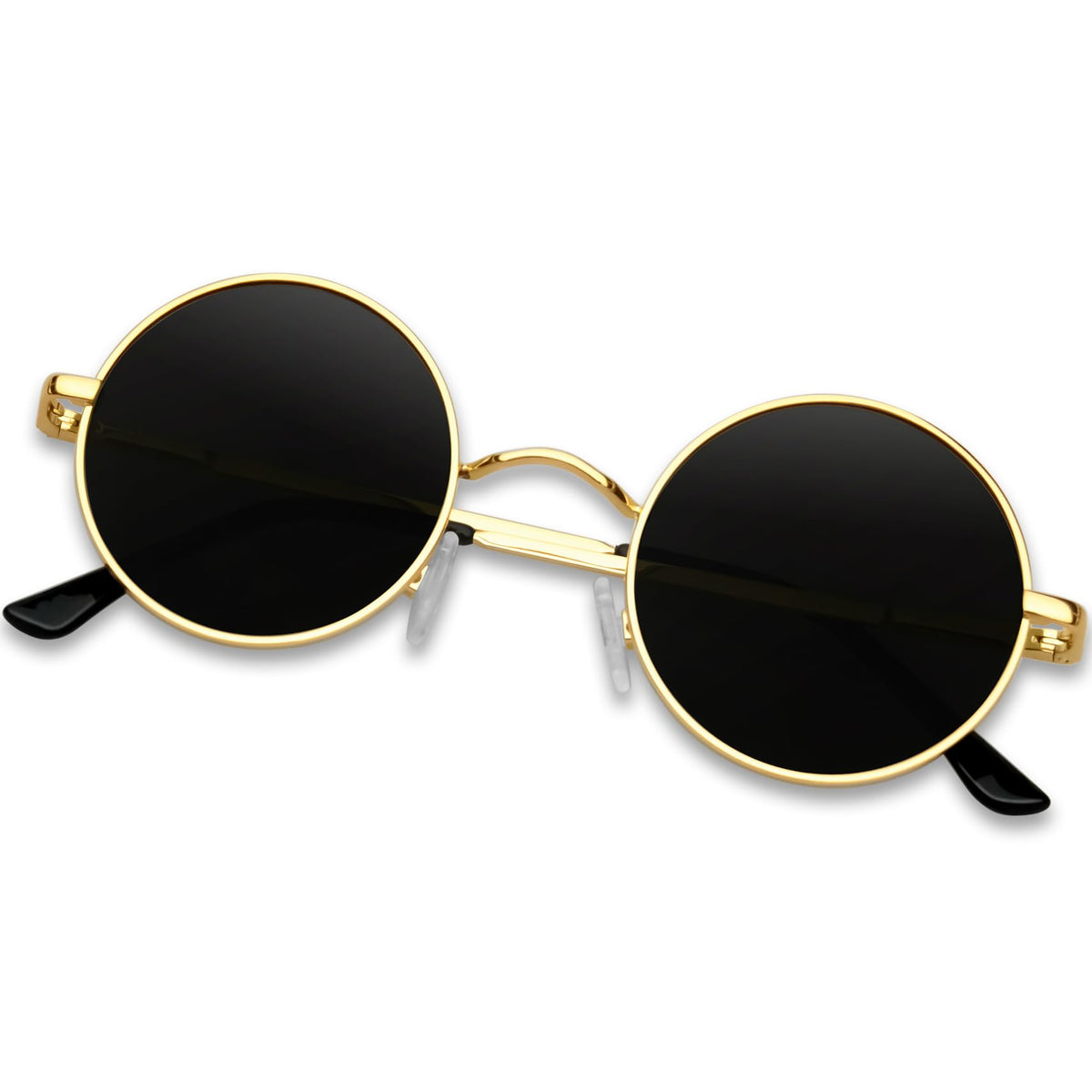 KANASTAL Hippie Round Polarized Sunglasses for Women Men, Small Circle Sun Glasses Classic Vintage Retro Shades Metal Frame UV400 Protection