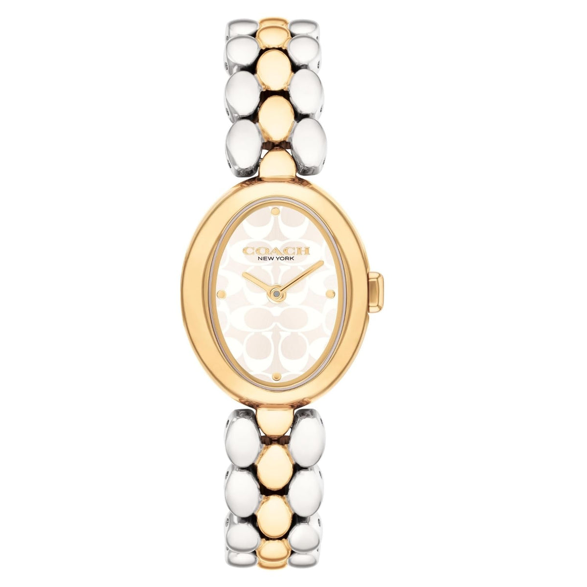 COACH WOMEN'S SILVER WHITE DIAL STAINLESS STEEL & IONIC PLATED THIN GOLD STEEL BRACELET WATCH - 14504419