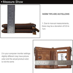SLGOL Leather Wallet for Men, Bifold Wallet with Zipper Large Capacity Mens Wallet Vintage Wallet for Father Husband Son Gifts (Coffee)