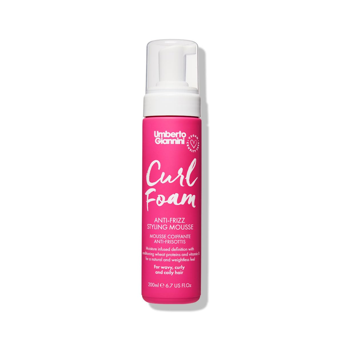 Umberto Giannini Curl Foam, Anti-Frizz Hair Styling Curl Mousse for 2a-4c Curly, Wavy & Coily Hair - Vegan & Cruelty-Free - 200ml