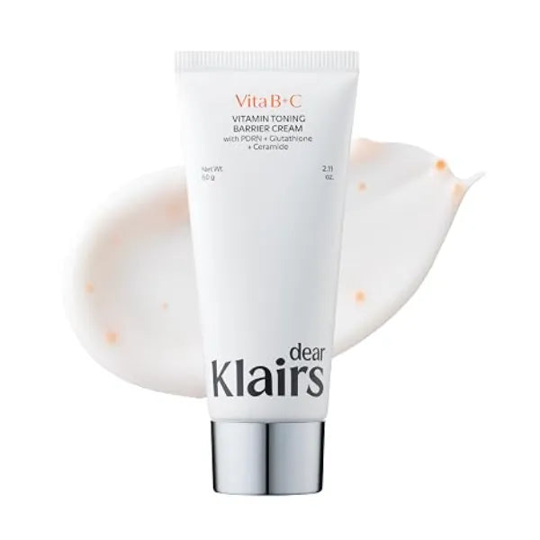 DearKlairs Vitamin Toning Barrier Cream, Skin Barrier Repair, Lightweight, Niacinamide, Korean Hydrating Face Moisturizer Skincare for Sensitive Skin, 2.11 Oz
