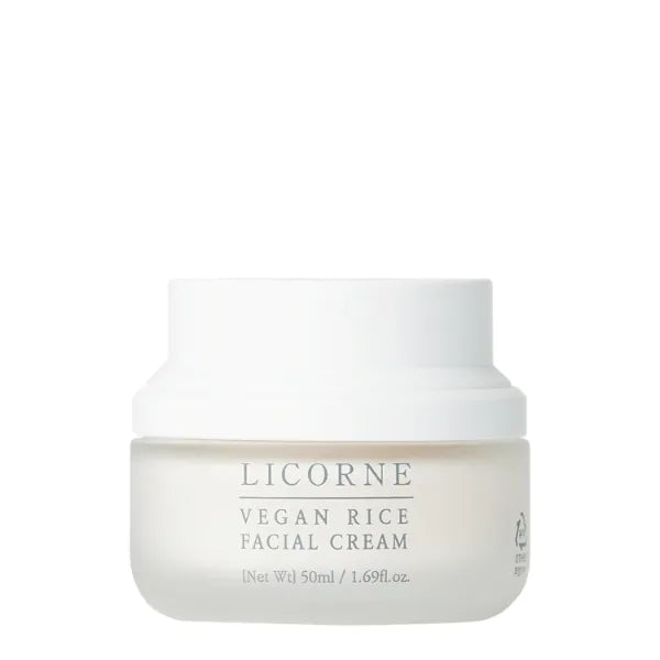 Licorne Vegan Rice Facial Cream with AHA & PHA – Lightweight Korean Moisturizer, Rice Bran Extract, Niacinamide & Glycolic Acid, Smooth Dewy Glass Skin, Daily Face Cream Sensitive Skin, 1.69 fl oz