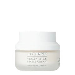 Licorne Vegan Rice Facial Cream with AHA & PHA – Lightweight Korean Moisturizer, Rice Bran Extract, Niacinamide & Glycolic Acid, Smooth Dewy Glass Skin, Daily Face Cream Sensitive Skin, 1.69 fl oz