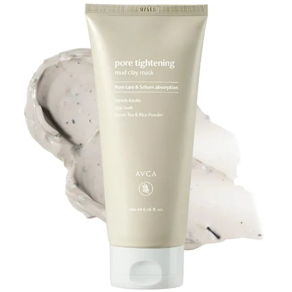 AVCA Pore Tightening Mud Clay Mask 200ml (6.76 fl. oz)– Oil Control Deep Cleansing with Kaolin & Bentonite, Minimizes the Look of Pores, Green Tea & Rice Powder