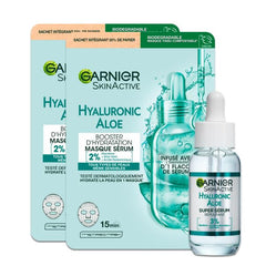 GARNIER Skin Active - Moisturising & Plumping Routine - Moisture Booster + Super Serum - Hyaluronic Acid & Aloe Vera - Vegan & Cruelty Free - Dry & Sensitive Skin