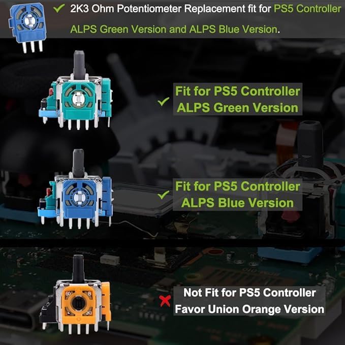 20pcs 2K3 Ohm Potentiometer Replacement for PS5 Dualsense Controller, Trim Pot Resistor Thumbstick Module Sensor with Repair Kit for ALPS Analog Joystick