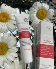 Korean Collagen Anti-Wrinkle Eye Cream for Delicate Skin Around Eyes with Hyaluronic acid, Adenosine & Sodium Hyaluronate, Age Reduction & Intensive Moisturizing, by MediFlower, Made in Korea