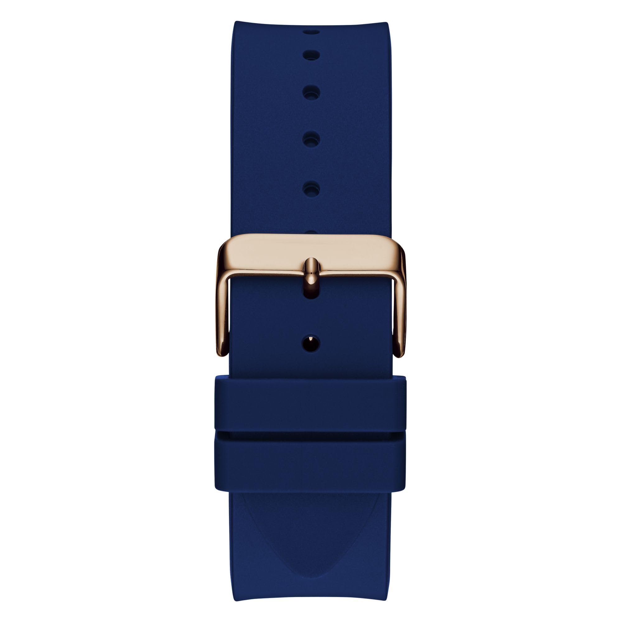 GUESS BR RS GLD CS W/P RS GLD TR/SUN BLUE DL/BLUE SMTH SILICONE STRP