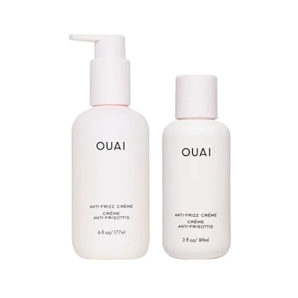 OUAI Anti Frizz Cream Travel Duo Moisturizing Hair Cream with Frizz Control & Heat Protection Provides Lasting Hydration with Jackfruit & Beetroot Paraben & Sulfate Free 2 Count, 6 Oz/ 3 Oz