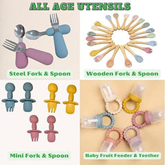O'doe Baby Led Weaning Feeding Supplies for Toddlers, Baby Feeding Set | Suction Silicone Baby Bowl-Self Eating Utensils Set with Spoons, Bibs, Toddlers Spoon Set | Plate Kit