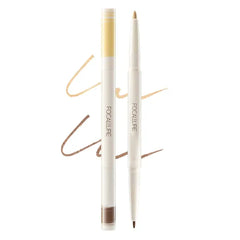 FOCALLURE 3D Shaping Duo Lying Silkworm Gel Eyeliner, Smooth 2-in-1 Gel Eyeliner Pencil,Long Lasting Waterproof Eyeliner Pen with Multi-use and Scalable Design, Easy to Create a Natural Makeup,E01-Matte brighten+light brown