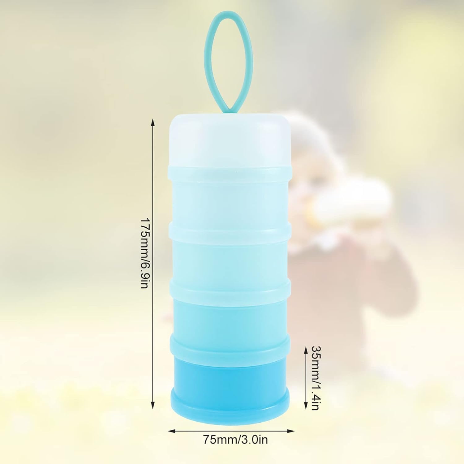 2 PCS 4 Layers Baby Milk Powder Dispenser, Milk Powder Pots, Formula Dispenser Portable Milk Powder Formula Dispenser Container Pot Box Milk Cans Snack Storage Box for Travel (Blue + Sakura Powder)