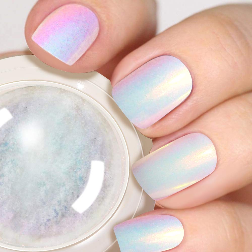 Pretty Diva Mermaid Chrome Nail Powder - Iridescent Nails Powder Aurora Chrome Mica Powder for Nails, Opal Unicorn Powders Chrome Nail Powder Rainbow Manicure Pigment #02