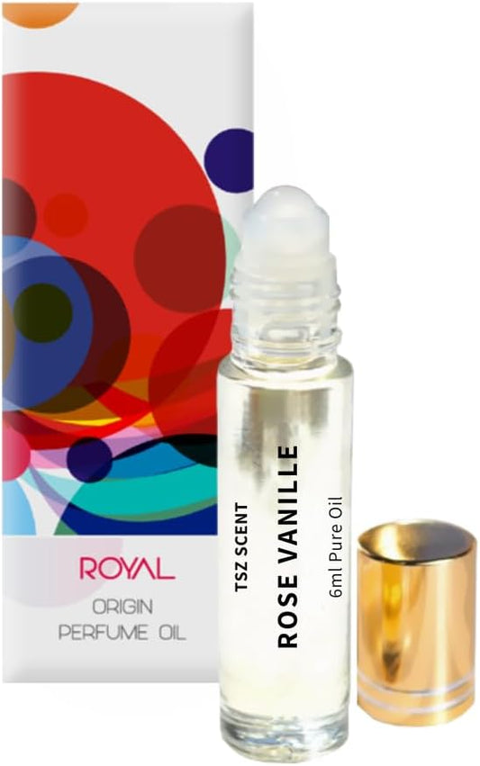TSZ Scent Rose Vanille Perfume Oil Roll On - 6ml Long-Lasting Fragrance, Sweet Floral & Vanilla Essence for Women and Girls