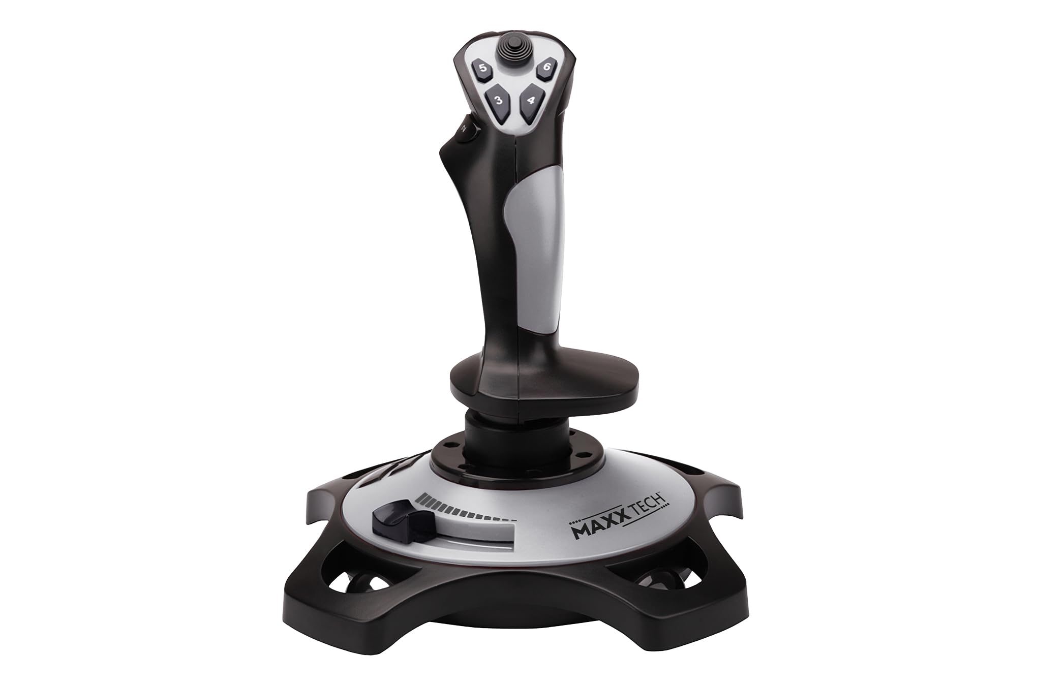 Maxx Tech USB Joystick, 12 Programmable Buttons, 8-Way HAT Switch, Rudder & Throttle Control, For PC