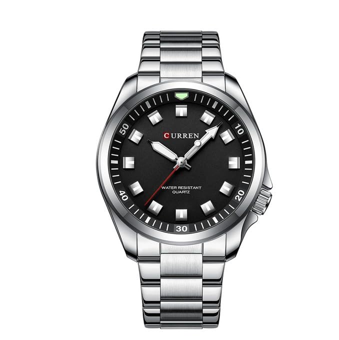 CURREN New Model CURREN-men's analog quartz wristwatches, stainless steel bracelet, luminous hand watch, simple, business, fashion brand, 8451 - SILVER BLACK