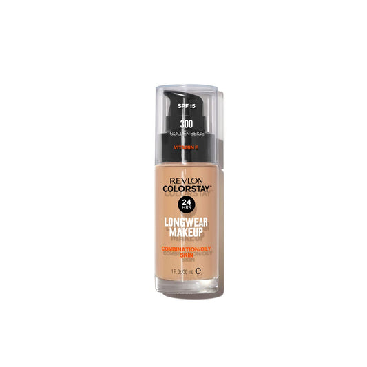 Revlon Colorstay Liquid Foundation Makeup For Combination/Oily Skin Spf 15, Longwear Medium-Full Coverage With Matte Finish, Golden Beige (300), 30 Ml